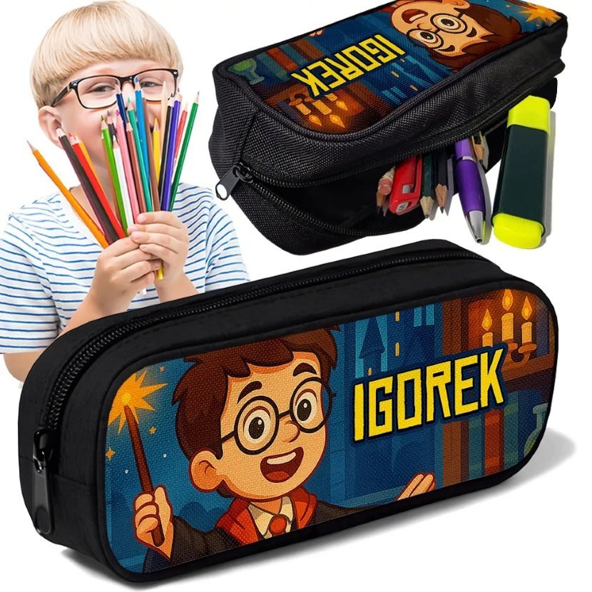 Piórnik TUBA + IMIĘ Czarodziej Magia Szkoła Personalizowany Szkolny Prezent
