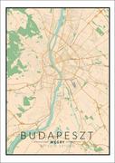 Plakaty - Plakat, Budapeszt mapa kolorowa, 30x40 cm - miniaturka - grafika 1