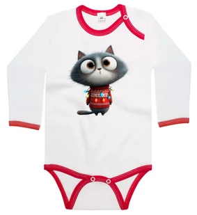 Body dziecięce Szary Kot Z Lampkami Choinkowymi Śmieszna Mina Święta 98/104 - Body dla niemowląt Body dziecięce Szary Kot Z Lampkami Choinkowymi Śmieszna Mina Święta 98/104 - Body dla niemowląt - miniaturka - grafika 1