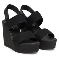Sandały damskie - Sandały Calvin Klein Jeans Wedge Sandal Webbing In YW0YW01790 Czarny - miniaturka - grafika 1