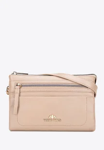 Mała listonoszka ze skóry naturalnej o fakturze groszkowej beżowa - Torebki damskie Mała listonoszka ze skóry naturalnej o fakturze groszkowej beżowa - Torebki damskie - miniaturka - grafika 1