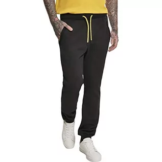 Spodenki męskie - Urban Classics Męskie spodnie dresowe Contrast ze ściągaczem, czarny (Black 00007), S - grafika 1