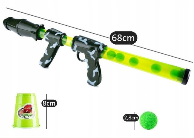 2 x DUŻY PISTOLET WYRZUTNIA KARABIN PNEUMATYCZNY NA KULKI PIANKOWE ZASIĘG 8