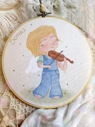 Obrazek z aniołem grającym na skrzypcach, pamiątka narodzin, Chrztu, I Komunii dla dziewczynki - Ikony i obrazy sakralne Obrazek z aniołem grającym na skrzypcach, pamiątka narodzin, Chrztu, I Komunii dla dziewczynki - Ikony i obrazy sakralne - miniaturka - grafika 1