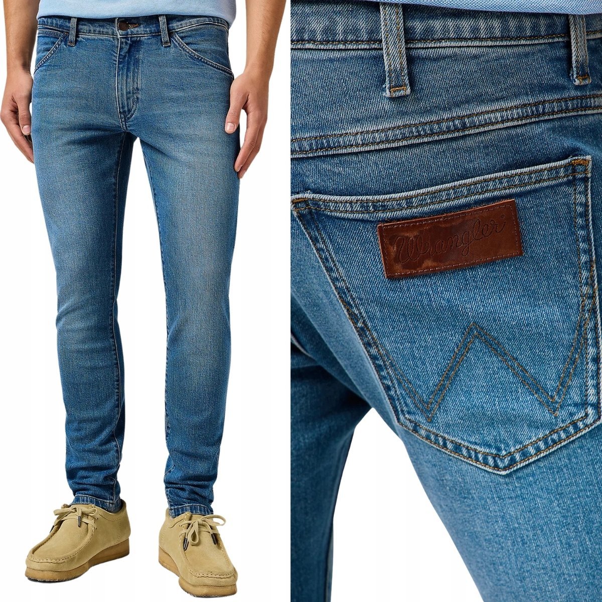 Wrangler BRYSON Cowboy Haze męskie spodnie jeansowe rurki na lato W36 L34
