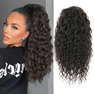 TEMU Warkocz syntetyczny Saisity Curly Wave z przedłużeniem kucyka - 14 cali, zapięcie na sznurek, odpowiedni do czarnych włosów - Pozostałe akcesoria fryzjerskie - miniaturka - grafika 1