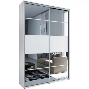 Szafa Przesuwna 125 z Lustrem A6 Skąpski Meble Biały, Sonoma, 245 cm - Szafy - miniaturka - grafika 1