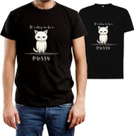 Koszulki męskie - T-SHIRT MĘSKI Z NADRUKIEM KOT KOTY ŚMIESZNA KOSZULKA CZARNA R-M A314 - miniaturka - grafika 1