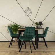 Stoły z krzesłami - Zestaw Stół Kwadratowy Rozkładany MAX 80-160 cm Dąb Craft i 4 Krzesła Tapicerowane RICK Zielone Welurowe - miniaturka - grafika 1