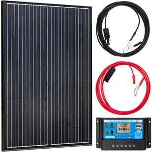 Zestaw solarny fotowoltaiczny 100W 12V BLACK (Panel solarny 100W, Regulator napięcia 10A) VOLT POLSKA - Zestawy solarne - miniaturka - grafika 1
