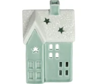 Ozdoby bożonarodzeniowe - Porcelanowy domek na świeczkę 11,1 cm miętowy - miniaturka - grafika 1