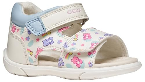 Geox Sandały dla chłopców i dziewczynek B ZAPITO Girl, białe/LT Blue, 25 EU