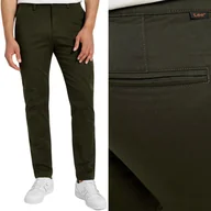 Spodnie męskie - Lee SLIM CHINO Olive Night DOPASOWANE ZIELONE ZWĘŻANE CHINOSY W28 L32 - miniaturka - grafika 1