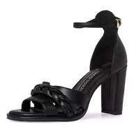 Sandały damskie - MARCO TOZZI Sandały damskie 2-2-88302-28 z obcasem, czarny - czarny - 40 EU - miniaturka - grafika 1