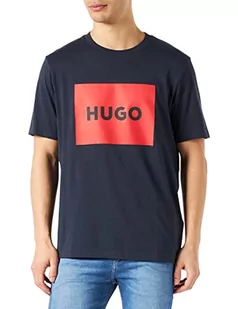 HUGO Męski T-shirt Dulive222 z bawełnianego dżerseju z okrągłym dekoltem i logo bokserskie, Dark Blue405, XL - Koszulki męskie - miniaturka - grafika 1
