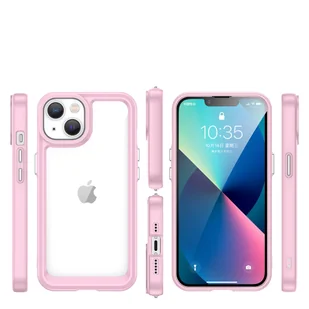 Outer Space Case etui iPhone 14 sztywny pokrowiec z żelową ramką różowy - Etui i futerały do telefonów - miniaturka - grafika 2