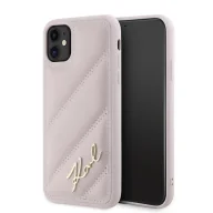 Etui i futerały do telefonów - Etui Karl Lagerfeld Diagonal Quilted Script na iPhone 11 / Xr - różowe - miniaturka - grafika 1