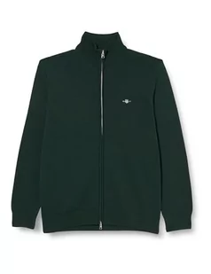 GANT Męski kardigan na co dzień bawełniany z zamkiem błyskawicznym, Tartan Green, L - Swetry męskie - miniaturka - grafika 1