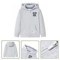 Bluzy dla dziewczynek - Bluza dziecięca z kapturem i suwakiem - szara - 128 - Bluza Dziecięca - miniaturka - grafika 1