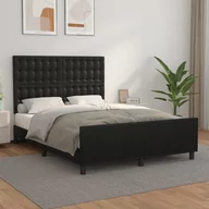 Łóżka - Lumarko Rama łóżka z zagłówkiem, czarna, 140x190 cm, sztuczną skórą - miniaturka - grafika 1