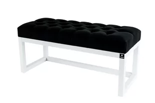 Ławka Na Buty Lpp-2 120Cm Emrawood Drewno Lite Kolor Biały Siedzisko Pikowane Kolor Czarny - Ławki do przedpokoju - miniaturka - grafika 1