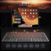 Klawiatury - USB-C Axagon HMC-KB-US z hubem USB, czytnikiem microSD/SD, HDMI 4K/60Hz, PD 100W, układ US  HMC-KB-US - miniaturka - grafika 1