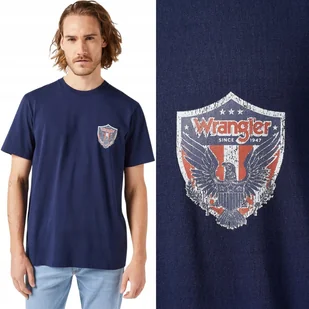 Wrangler AMERICANA TEE Iris GRANATOWY T-SHIRT BAWEŁNIANA KOSZULKA NADRUK L - Koszulki męskie - miniaturka - grafika 1