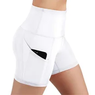 Spodenki rowerowe - Damskie spodenki rowerowe z wysokim stanem z 2 bocznymi kieszeniami Treningowe spodenki do biegania do jogi Ćwiczenia Fitness-YuJia Biały M - miniaturka - grafika 1