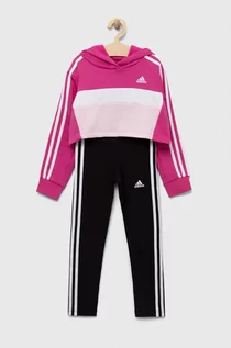 Dresy i komplety dla dziewczynek - adidas dres dziecięcy kolor różowy - grafika 1