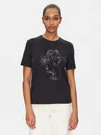 Koszulki i topy damskie - Vila T-Shirt Sybil 14108062 Czarny Regular Fit - miniaturka - grafika 1