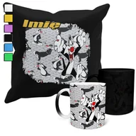 Gadżety dla niej i dla niego - ZESTAW KUBEK MAGICZNY + POSZEWKA Z PODUSZKĄ- KOT SYLVESTER LOO TU NES+ IMIĘ - miniaturka - grafika 1