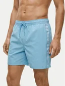 Kąpielówki męskie - Calvin Klein Swimwear Szorty kąpielowe LV00N61002 Błękitny Regular Fit - miniaturka - grafika 1