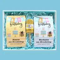 Zestawy upominkowe - Zestaw prezentowy na urodziny AROMATYCZNY PREZENT. Zestaw 10 kaw mielonych 10x10g o różnych smakach, zestaw 10 herbat sypanych 10x 5g/8g różnego rodza - miniaturka - grafika 1