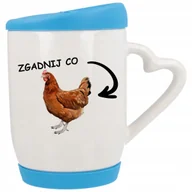 Kubki - Kubek z Uchem z Sercem z Pokrywka Niebieska ZGADNIJ CO Kura Jajko Mix Wzory - miniaturka - grafika 1