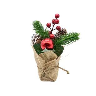 Stroik bożonarodzeniowy w doniczce 20 cm zielono-czerwony - Sztuczne kwiaty - miniaturka - grafika 1