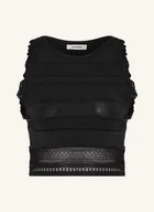 Koszulki i topy damskie - Sandro Krótki Top Z Koronką schwarz - miniaturka - grafika 1