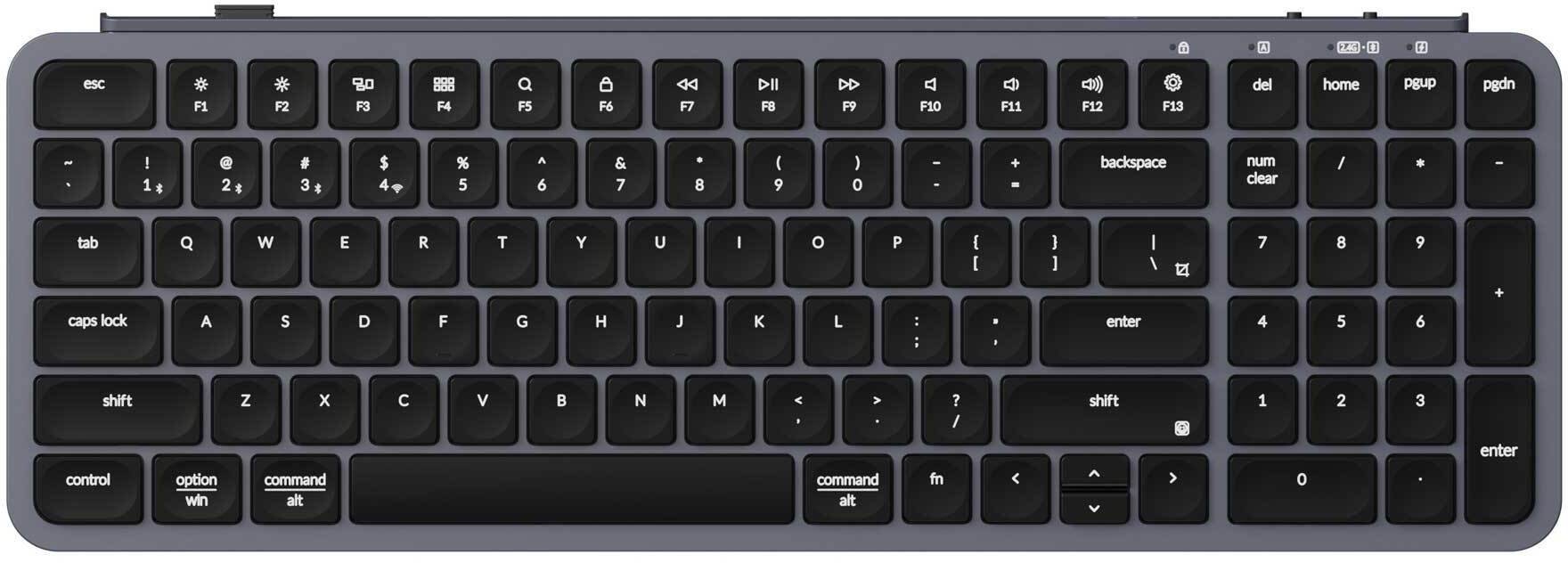 Keychron B2 Pro Wireless B2P-K1 - układ US - Ultra Low Profile Scissor - Kosmiczna szara Pilka Membraninę Belaidą Klawiaturę