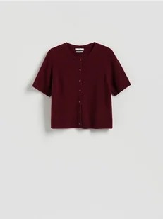 Reserved - Wełniany kardigan - bordowy - Swetry damskie - miniaturka - grafika 1