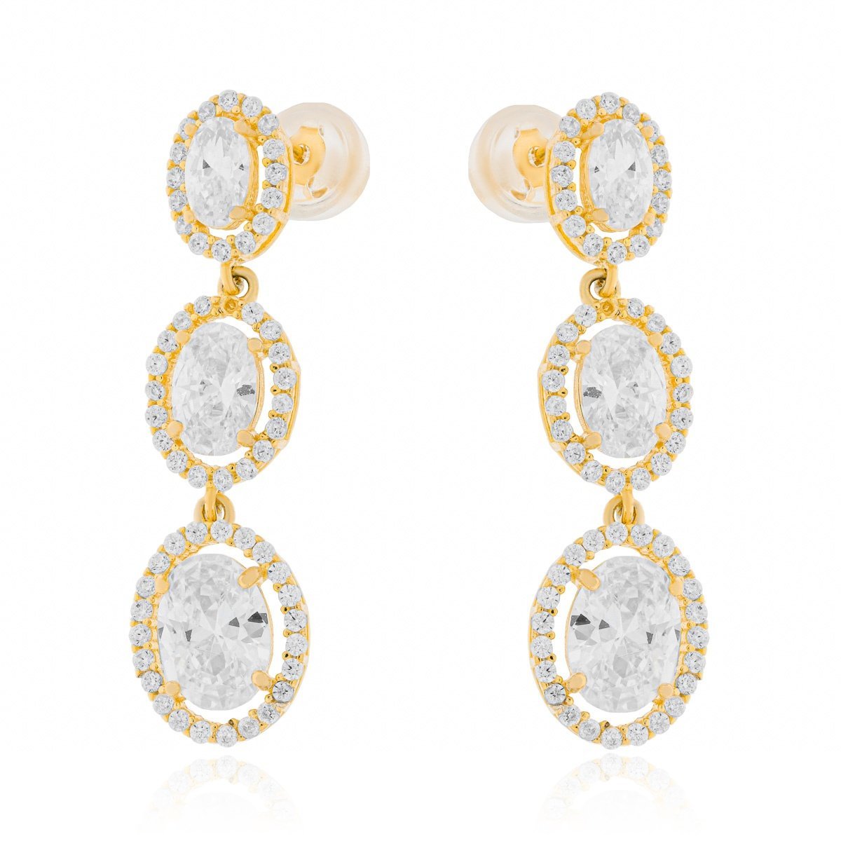 Srebrne pozłacane kolczyki z cyrkoniami sztyfty pr. 925