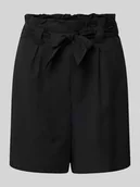 Spodenki damskie - Szorty o kroju regular fit z wiązanym paskiem - miniaturka - grafika 1