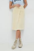 Spódnice - United Colors of Benetton spódnica kolor beżowy midi rozkloszowana - miniaturka - grafika 1