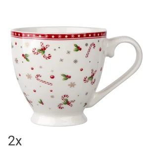 Porcelanowe Filiżanki Jumbo świąteczna choinka Altom, 2 sztuki, czerwona girlanda - Kubki - miniaturka - grafika 1