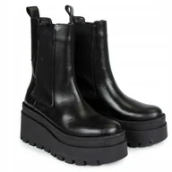 Botki damskie - Czarne botki workery damskie na platformie Carinii B9803 skóra modne r.36 - miniaturka - grafika 1