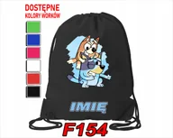 Worki na buty - WOREK SZKOLNY NA WF SPORTOWY NIEBIESKI PIESEK BINGO TATA MAMA - IMIĘ - miniaturka - grafika 1