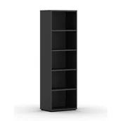 Meblościanki - Biblioteka INTEGRO, niska, 1920 x 600 x 400 mm, 4 półki, grafit - miniaturka - grafika 1