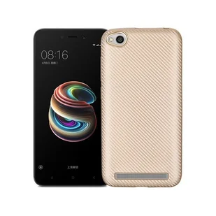 NoName Etui Carbon Fiber Xiaomi Note 5A złoty /gold cut for finger print - Etui i futerały do telefonów - miniaturka - grafika 1