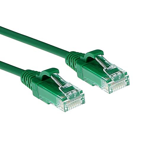 ACT Kabel sieciowy CAT6, U/UTP LSZH LAN cienki kabel 3,8 mm Slimline, elastyczny kabel Ethernet z wtyczką RJ45, do stosowania w centrach danych, 0,15 m, zielony – DC9730