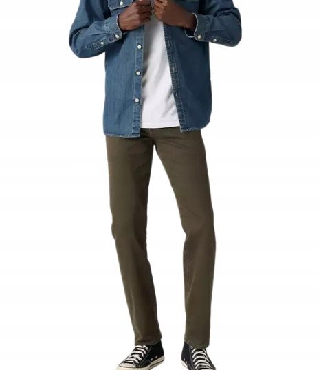 LEVIS JEANSY MĘSKIE PROSTE ODCIEŃ KHAKI Z PRZETARCIAMI 34x30 JQA