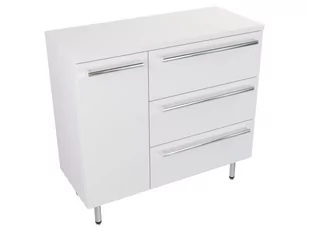 Szafka Stojąca Z Blatem ATH 90 cm K Prawa - Biały Mat - Uchwyty Chromowane - Szafki łazienkowe - miniaturka - grafika 1