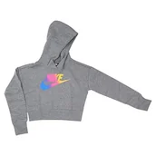 Bluzy dla dziewczynek - Nike Bluza dziecięca Ff Crop uniseks szary Carbon Heather/White XL - miniaturka - grafika 1